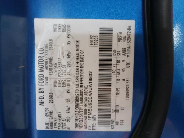Photo 10 from auction – 2010 FORD EXPLORER E with VIN 1FMEU6EE4AUA18802