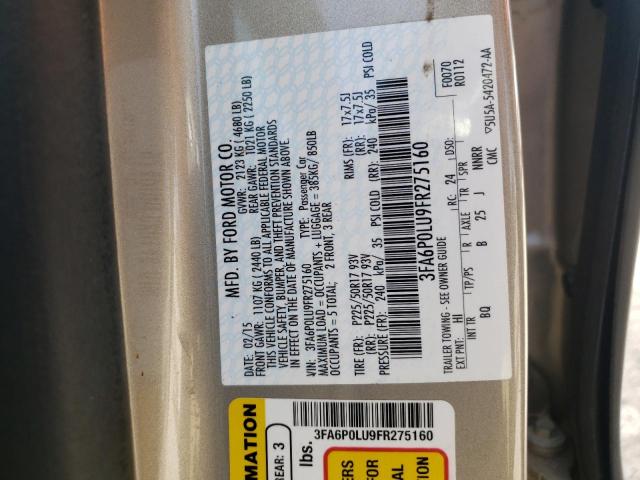 Photo 10 from auction – 2015 FORD FUSION SE with VIN 3FA6P0LU9FR275160