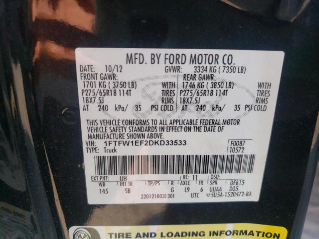 Zdjęcie 10 z aukcji – 2013 FORD F150 SUPER z VIN 1FTFW1EF2DKD33533