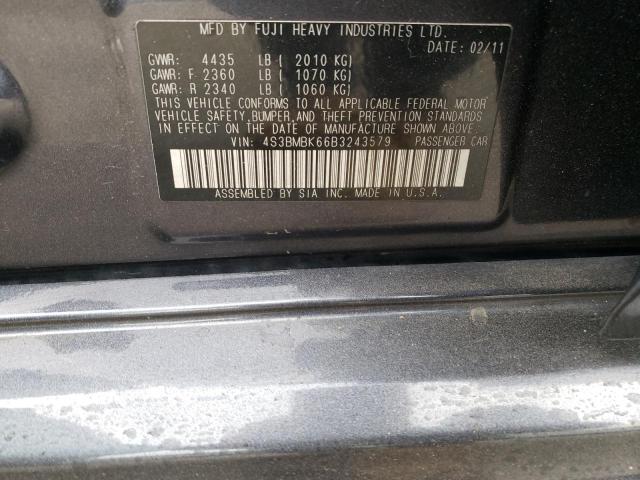 Photo 10 from auction – 2011 SUBARU LEGACY 2.5 with VIN 4S3BMBK66B3243579