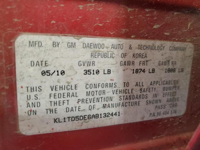 Photo 10 from auction – 2010 CHEVROLET AVEO LS with VIN KL1TD5DE6AB132441