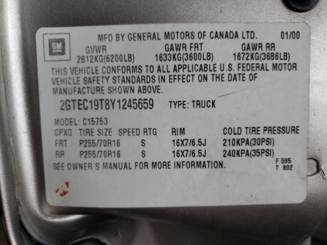Photo 10 from auction – 2000 GMC NEW SIERRA with VIN 2GTEC19T8Y1245659