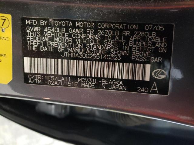 Photo 10 from auction – 2005 LEXUS ES 330 with VIN JTHBA30G255140323