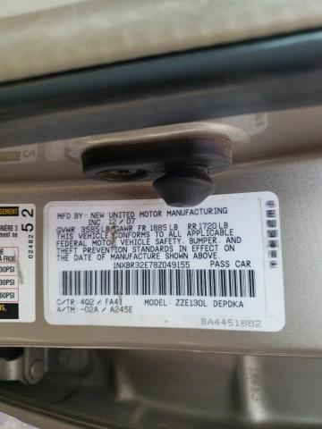 Photo 10 from auction – 2008 TOYOTA COROLLA CE with VIN 1NXBR32E78Z049155