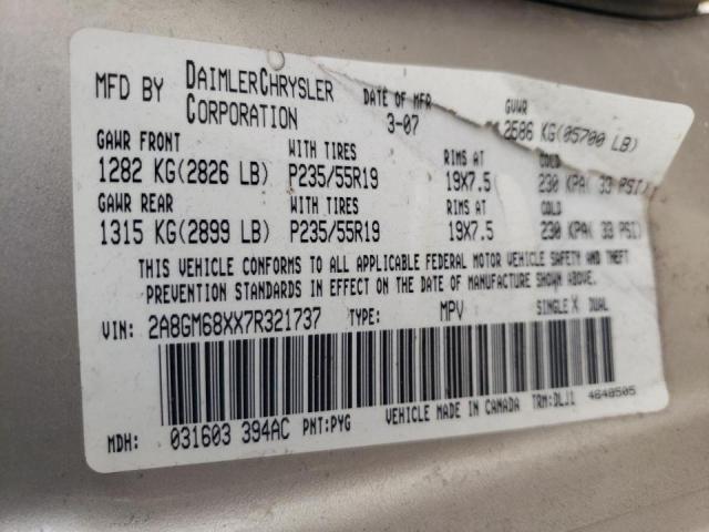 Photo 10 from auction – 2007 CHRYSLER PACIFICA T with VIN 2A8GM68XX7R321737