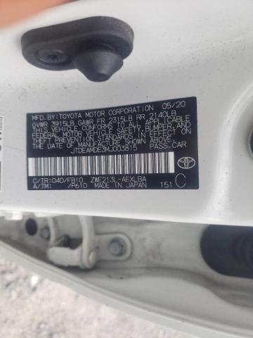 Photo 10 from auction – 2021 TOYOTA COROLLA LE with VIN JTDEAMDE3MJ003815
