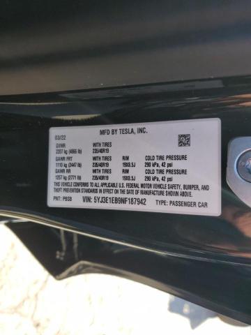 Photo 10 from auction – 2022 TESLA MODEL 3 with VIN 5YJ3E1EB9NF187942