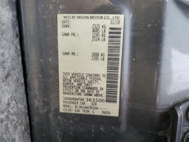 Photo 10 from auction – 2019 NISSAN MAXIMA S with VIN 1N4AA6AV5KC363500