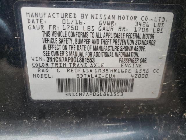 Photo 10 from auction – 2016 NISSAN VERSA S with VIN 3N1CN7AP0GL861553