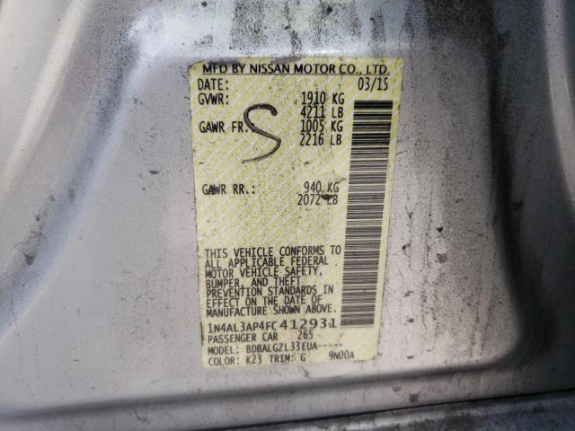 Photo 10 from auction – 2015 NISSAN ALTIMA 2.5 with VIN 1N4AL3AP4FC412931