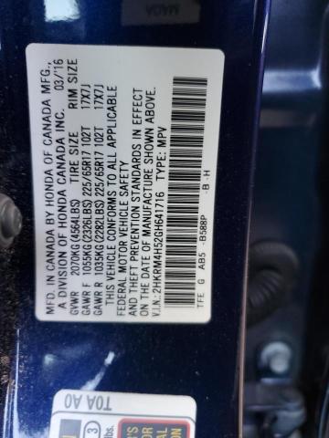 Photo 10 from auction – 2016 HONDA CR-V EX with VIN 2HKRM4H52GH641716