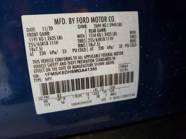 Photo 10 from auction – 2021 FORD EXPLORER X with VIN 1FMSK8DH8MGA41390