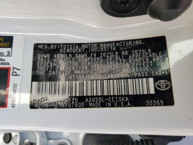Photo 10 from auction – 2016 TOYOTA CAMRY LE with VIN 4T1BF1FK2GU249369