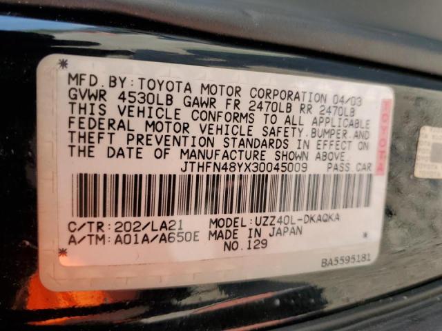 Photo 10 from auction – 2003 LEXUS SC 430 with VIN JTHFN48YX30045009