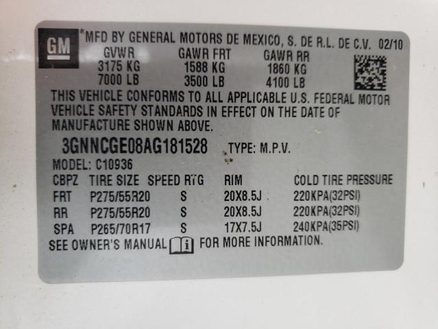 Photo 10 from auction – 2010 CHEVROLET AVALANCHE with VIN 3GNNCGE08AG181528
