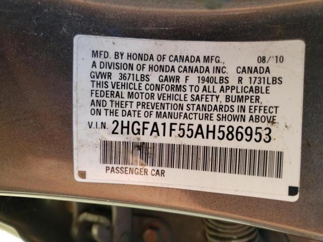 Photo 10 from auction – 2010 HONDA CIVIC LX with VIN 2HGFA1F55AH586953
