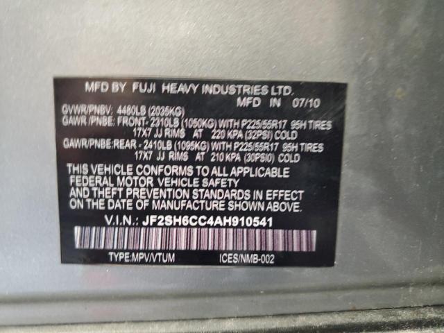 Photo 10 from auction – 2010 SUBARU FORESTER 2 with VIN JF2SH6CC4AH910541
