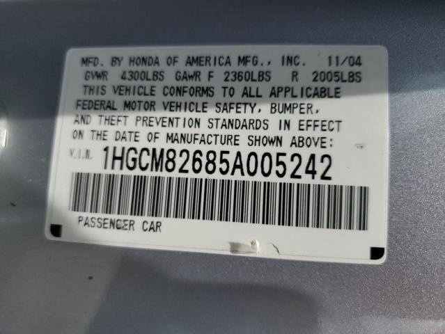 Photo 10 from auction – 2005 HONDA ACCORD with VIN 1HGCM82685A005242
