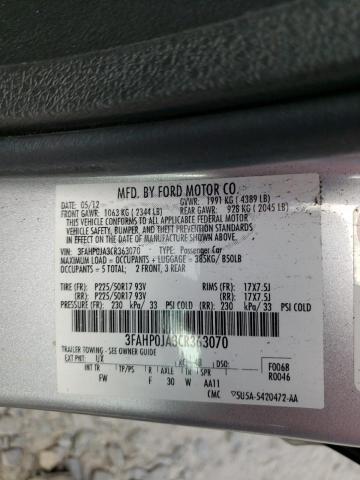 Photo 10 from auction – 2012 FORD FUSION SEL with VIN 3FAHP0JA3CR363070