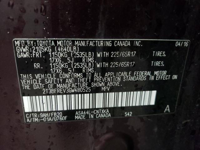 Photo 10 from auction – 2016 TOYOTA RAV4 LE with VIN 2T3BFREV3GW480525
