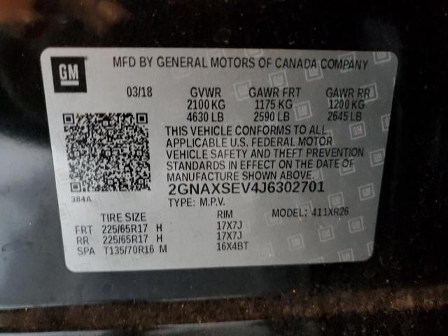 Photo 10 from auction – 2018 CHEVROLET EQUINOX LT with VIN 2GNAXSEV4J6302701