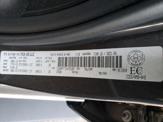 Photo 10 from auction – 2019 RAM 1500 BIG H with VIN 1C6SRFFT1KN751687