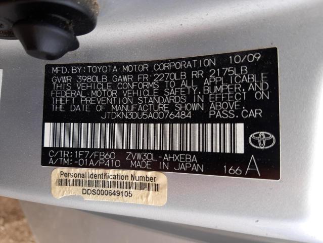 Photo 10 from auction – 2010 TOYOTA PRIUS with VIN JTDKN3DU5A0076484
