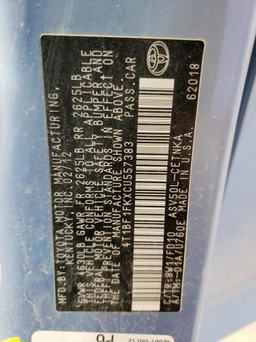 Photo 10 from auction – 2012 TOYOTA CAMRY 4D 2 with VIN 4T1BF1FKXCU557383