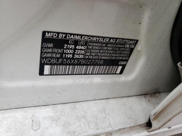 Photo 10 from auction – 2007 MERCEDES-BENZ E 350 with VIN WDBUF56X87B027798