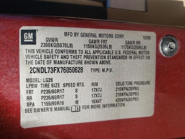 Photo 10 from auction – 2007 CHEVROLET EQUINOX LT with VIN 2CNDL73FX76050628