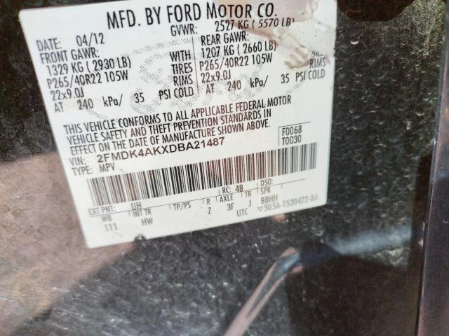 Photo 10 from auction – 2013 FORD EDGE SPORT with VIN 2FMDK4AKXDBA21487