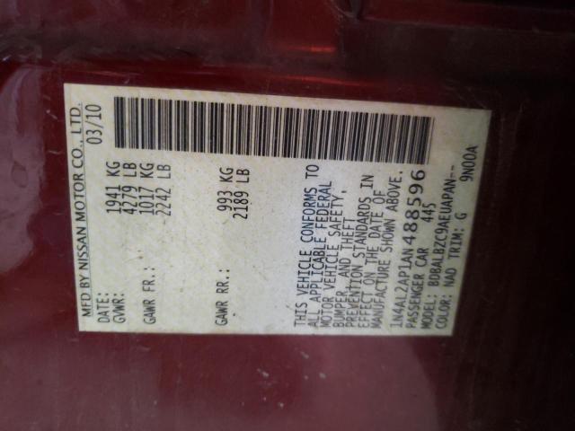 Photo 10 from auction – 2010 NISSAN ALTIMA BAS with VIN 1N4AL2AP1AN488596