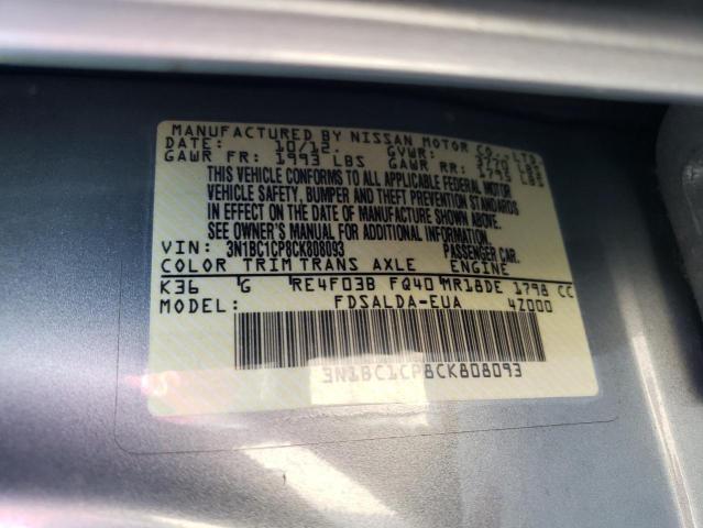 Photo 10 from auction – 2012 NISSAN VERSA S with VIN 3N1BC1CP8CK808093