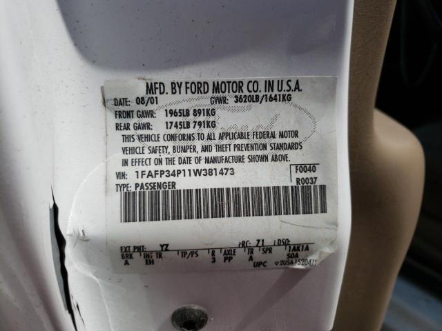 Photo 10 from auction – 2001 FORD FOCUS SE with VIN 1FAFP34P11W381473