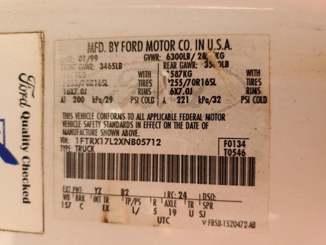 Photo 10 from auction – 1999 FORD F150 with VIN 1FTRX17L2XNB05712