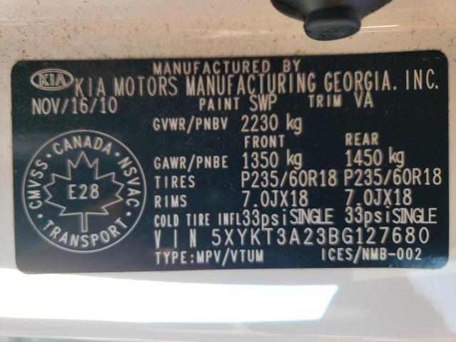 Photo 10 from auction – 2011 KIA SORENTO BA with VIN 5XYKT3A23BG127680