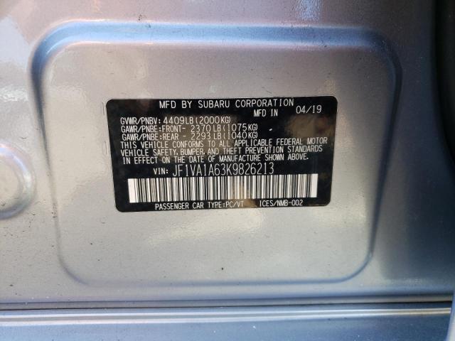 Photo 10 from auction – 2019 SUBARU WRX with VIN JF1VA1A63K9826213