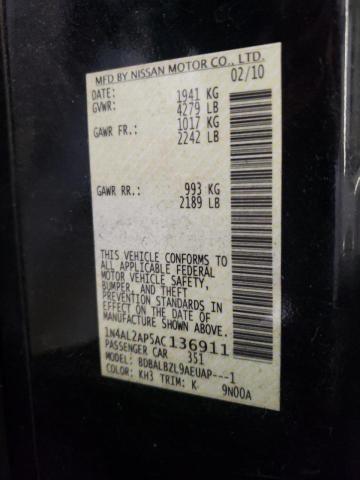 Photo 10 from auction – 2010 NISSAN ALTIMA BAS with VIN 1N4AL2AP5AC136911