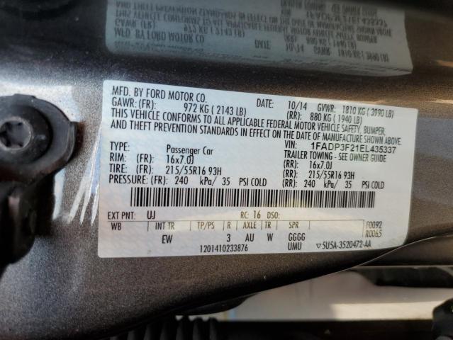 Photo 10 from auction – 2014 FORD FOCUS SE with VIN 1FADP3F21EL435337