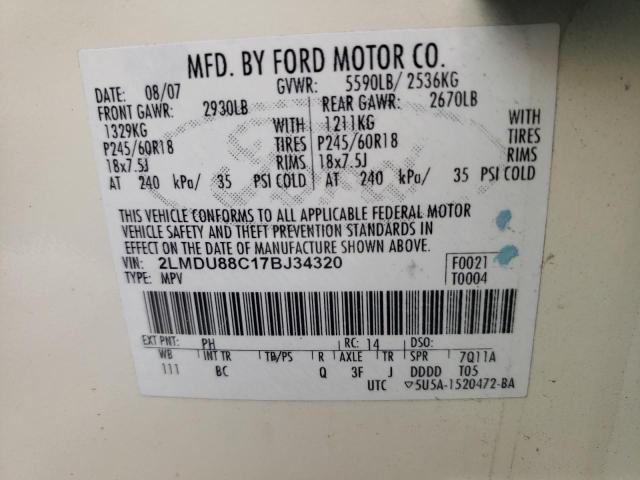 Photo 10 from auction – 2007 LINCOLN MKX with VIN 2LMDU88C17BJ34320