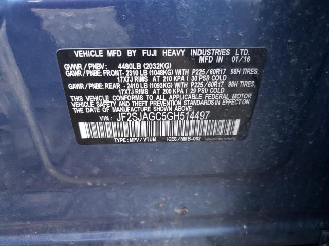 Photo 10 from auction – 2016 SUBARU FORESTER 2 with VIN JF2SJAGC5GH514497