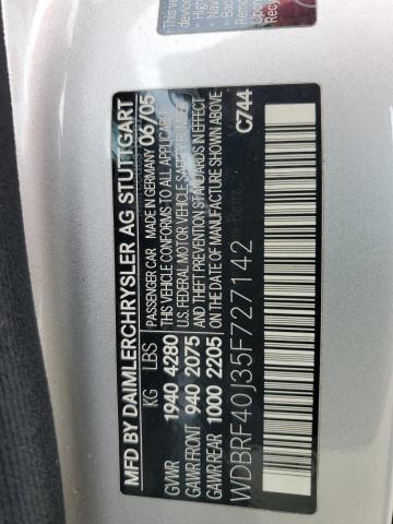 Photo 10 from auction – 2005 MERCEDES-BENZ C with VIN WDBRF40J35F727142