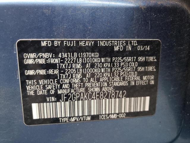 Photo 10 from auction – 2014 SUBARU XV CROSSTR with VIN JF2GPAKC4E8278742