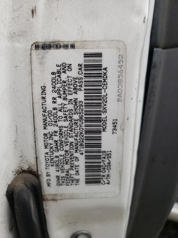 Photo 10 from auction – 2000 TOYOTA CAMRY CE with VIN 4T1BG22K0YU965293