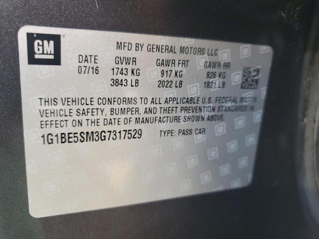 Photo 10 from auction – 2016 CHEVROLET CRUZE LT with VIN 1G1BE5SM3G7317529