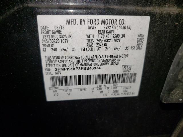 Zdjęcie 10 z aukcji – 2015 FORD EDGE SPORT z VIN 2FMPK3AP8FBB46834
