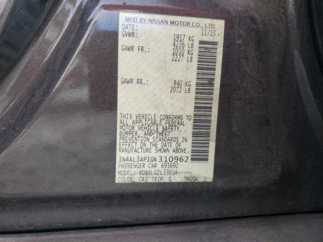 Photo 10 from auction – 2016 NISSAN ALTIMA 2.5 with VIN 1N4AL3AP1GN310962