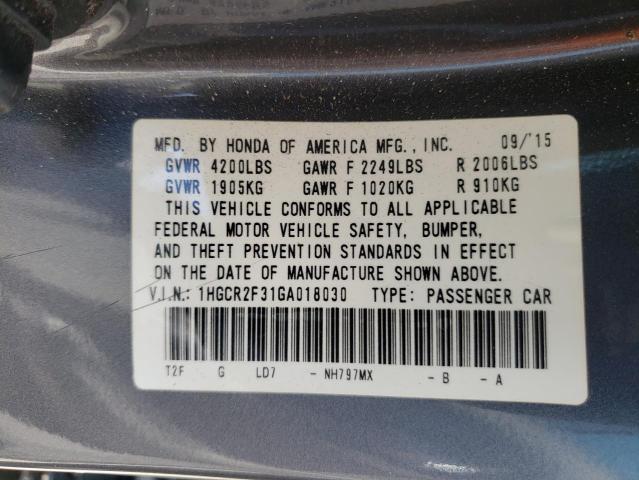 Photo 10 from auction – 2016 HONDA ACCORD LX with VIN 1HGCR2F31GA018030