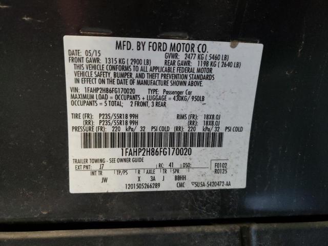 Photo 10 from auction – 2015 FORD TAURUS SEL with VIN 1FAHP2H86FG170020