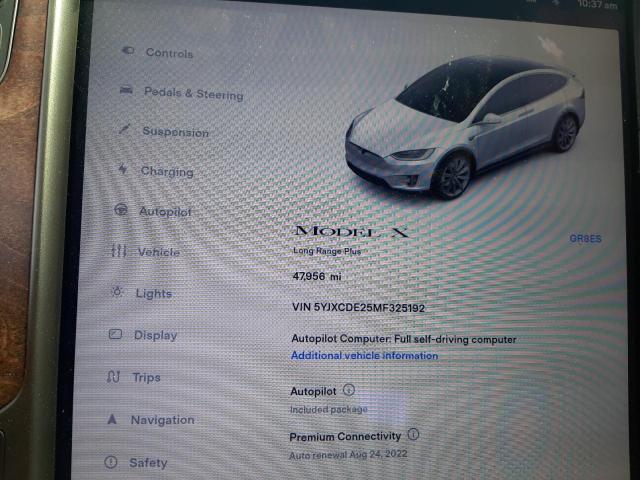Photo 8 from auction – 2021 TESLA MODEL X with VIN 5YJXCDE25MF325192